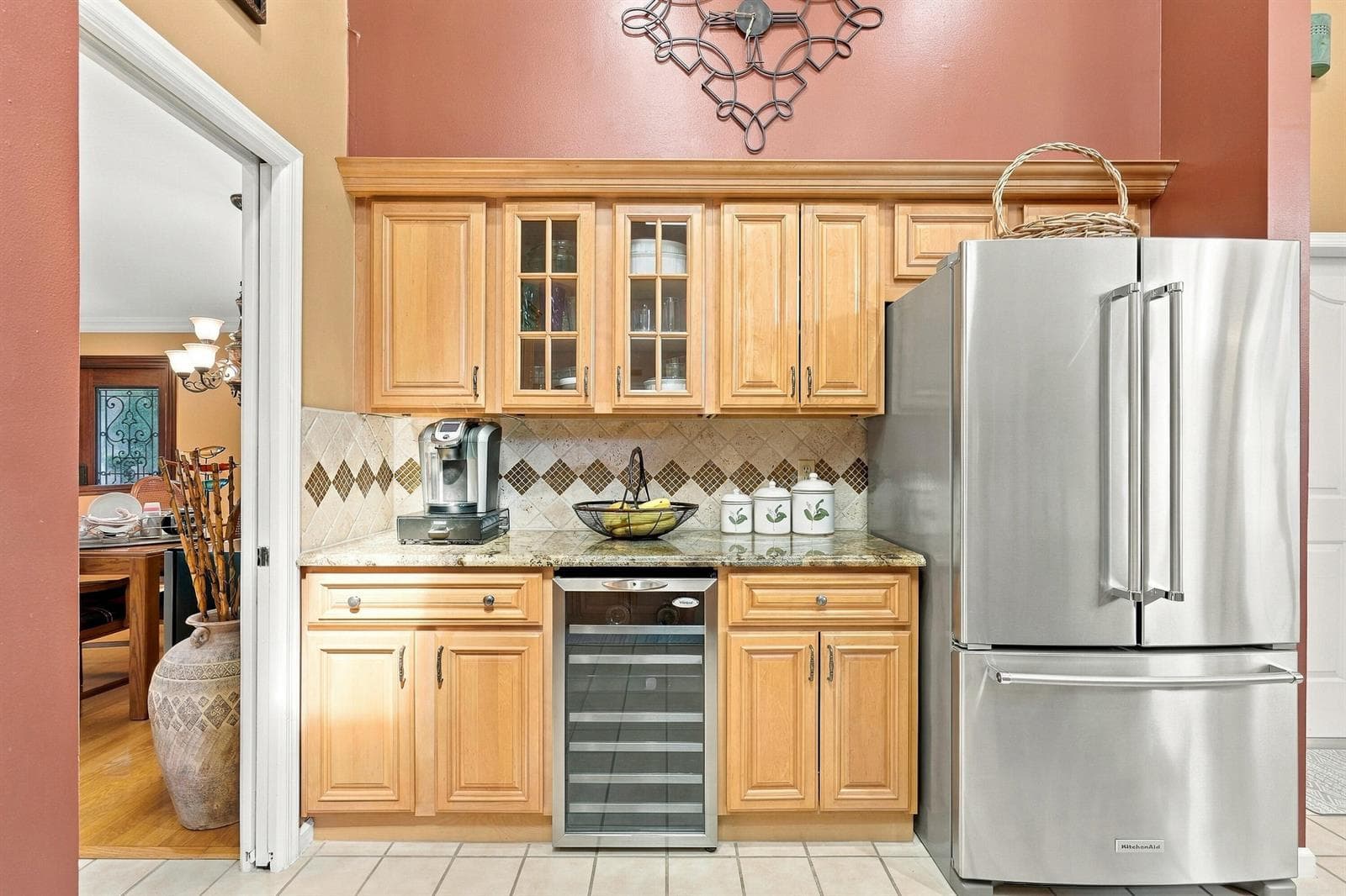 Wine Fridge and coffee bar