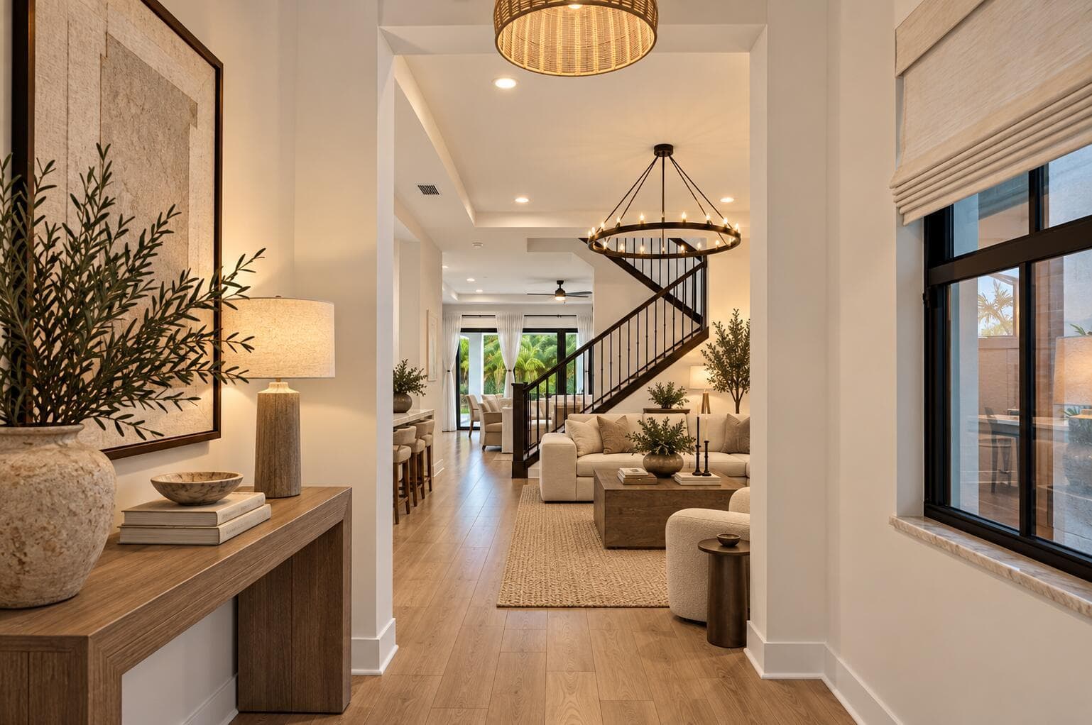Warm Modern Farmhouse Foyer
