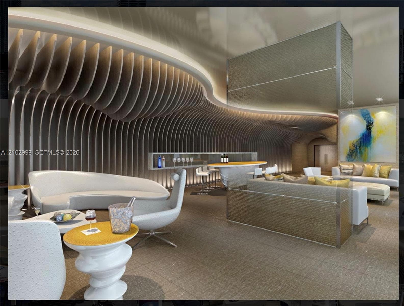 Unique architectural wall paneling with integrated cove lighting