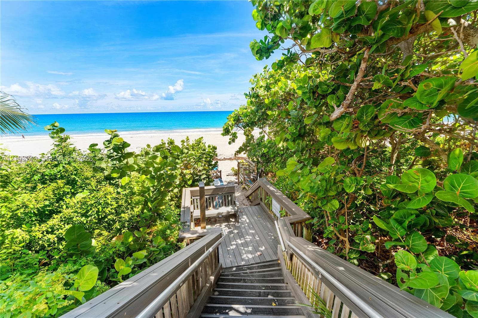 Beach walkway with shower