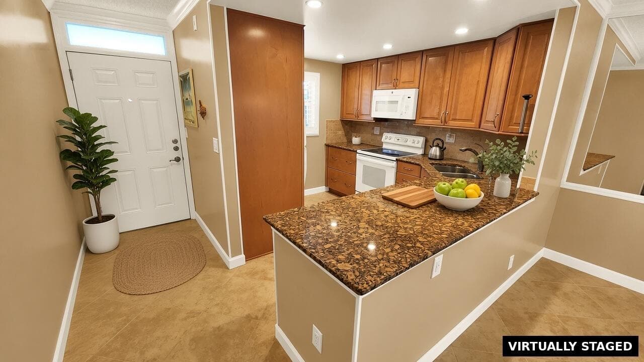 - Virtually Staged Kitchen and Entry