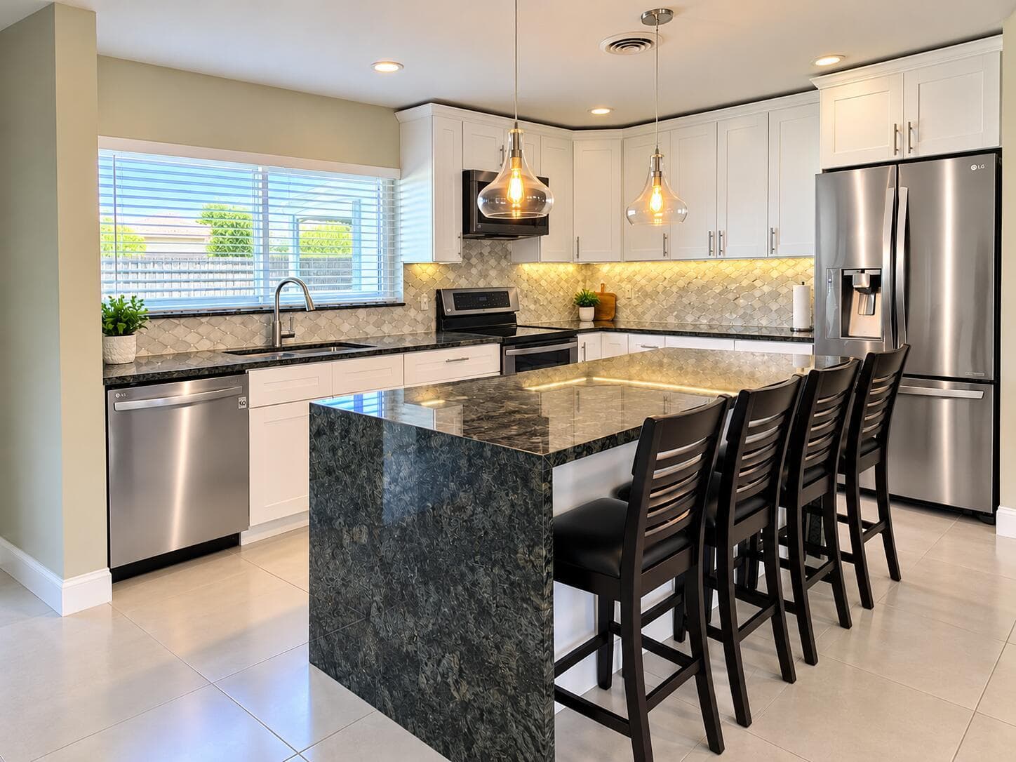 Modern Kitchen with Waterfall Island