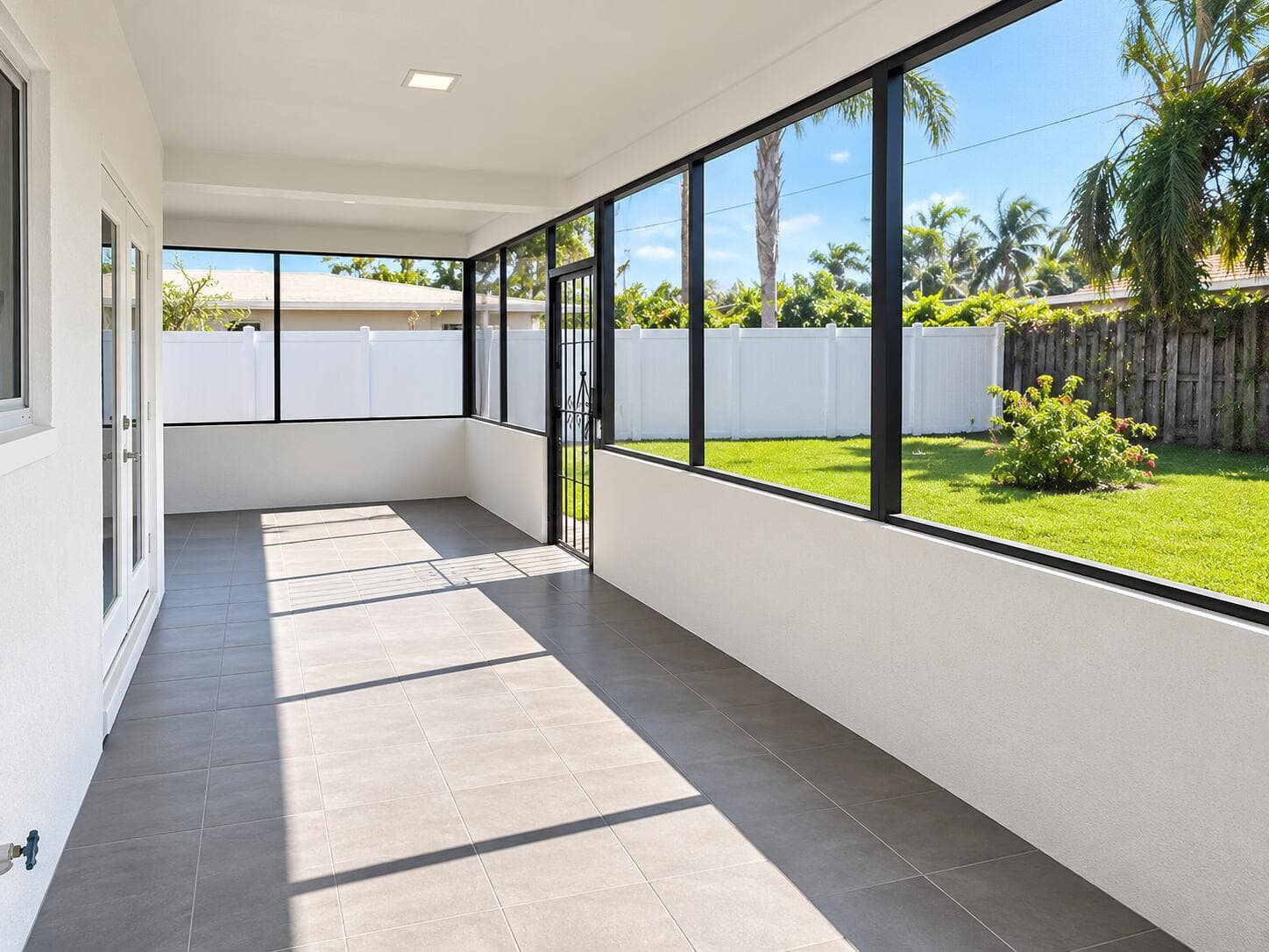 Bright Modern Screened Patio and Garden