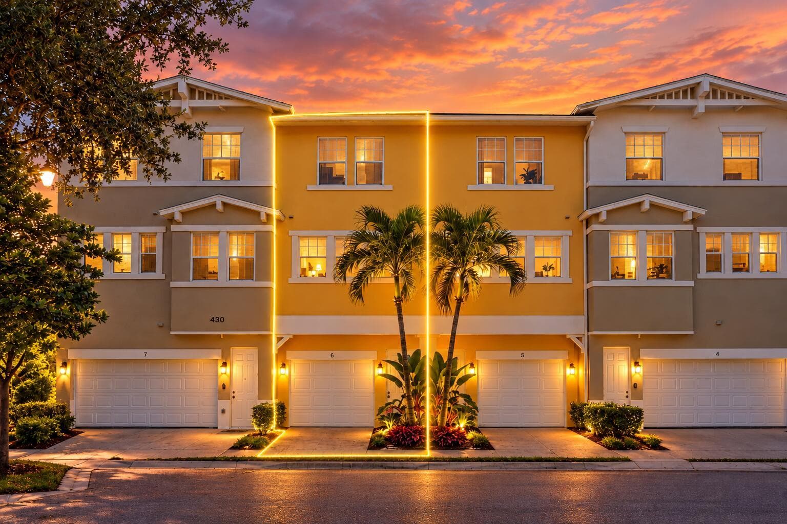 Golden Outline of Townhouse Unit 6