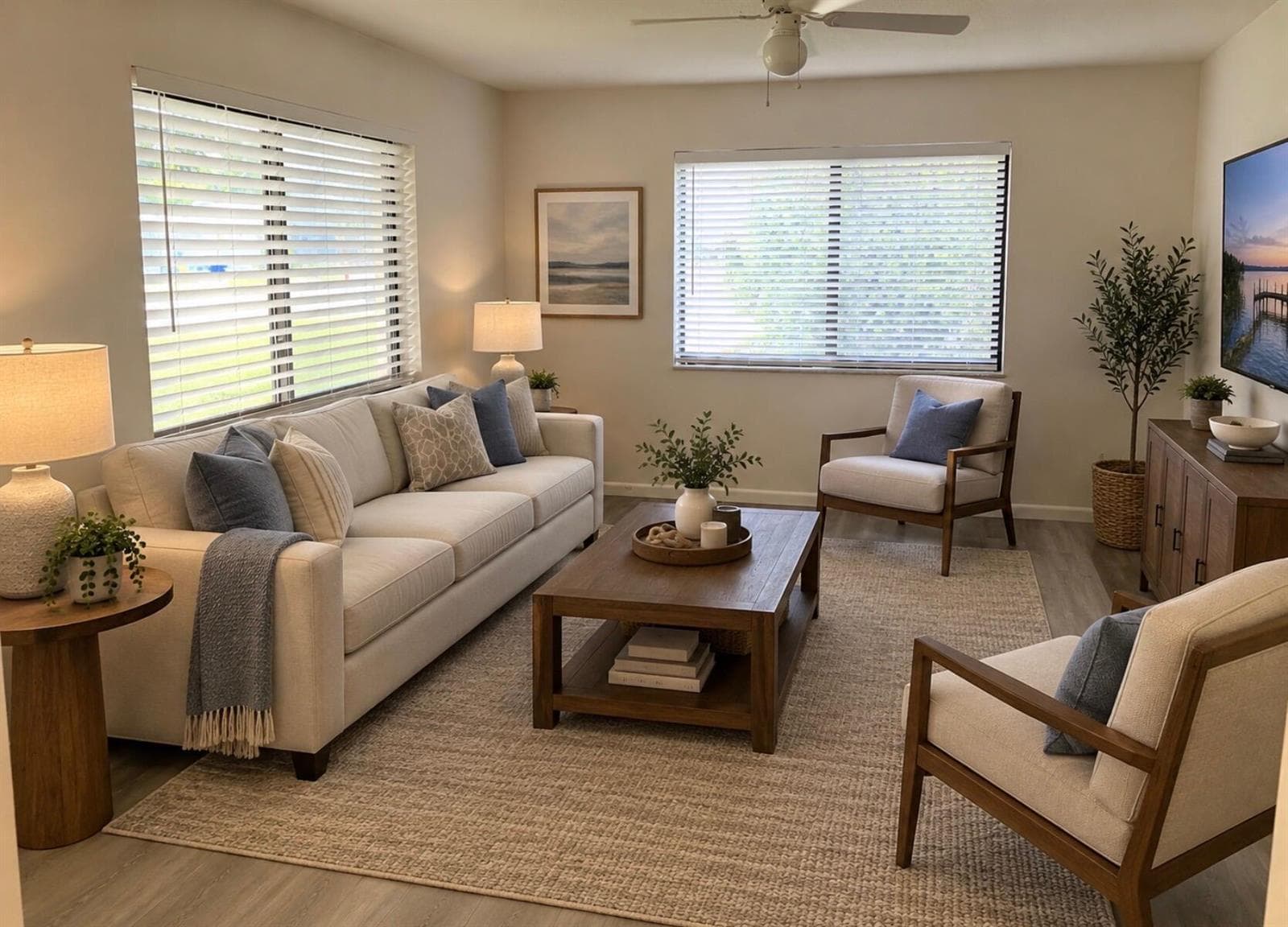 Living room - virtually staged