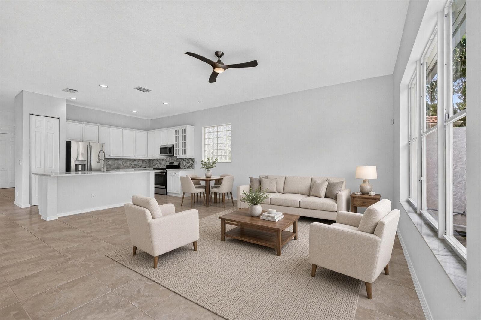 Family Room View to Kitchen- Staged