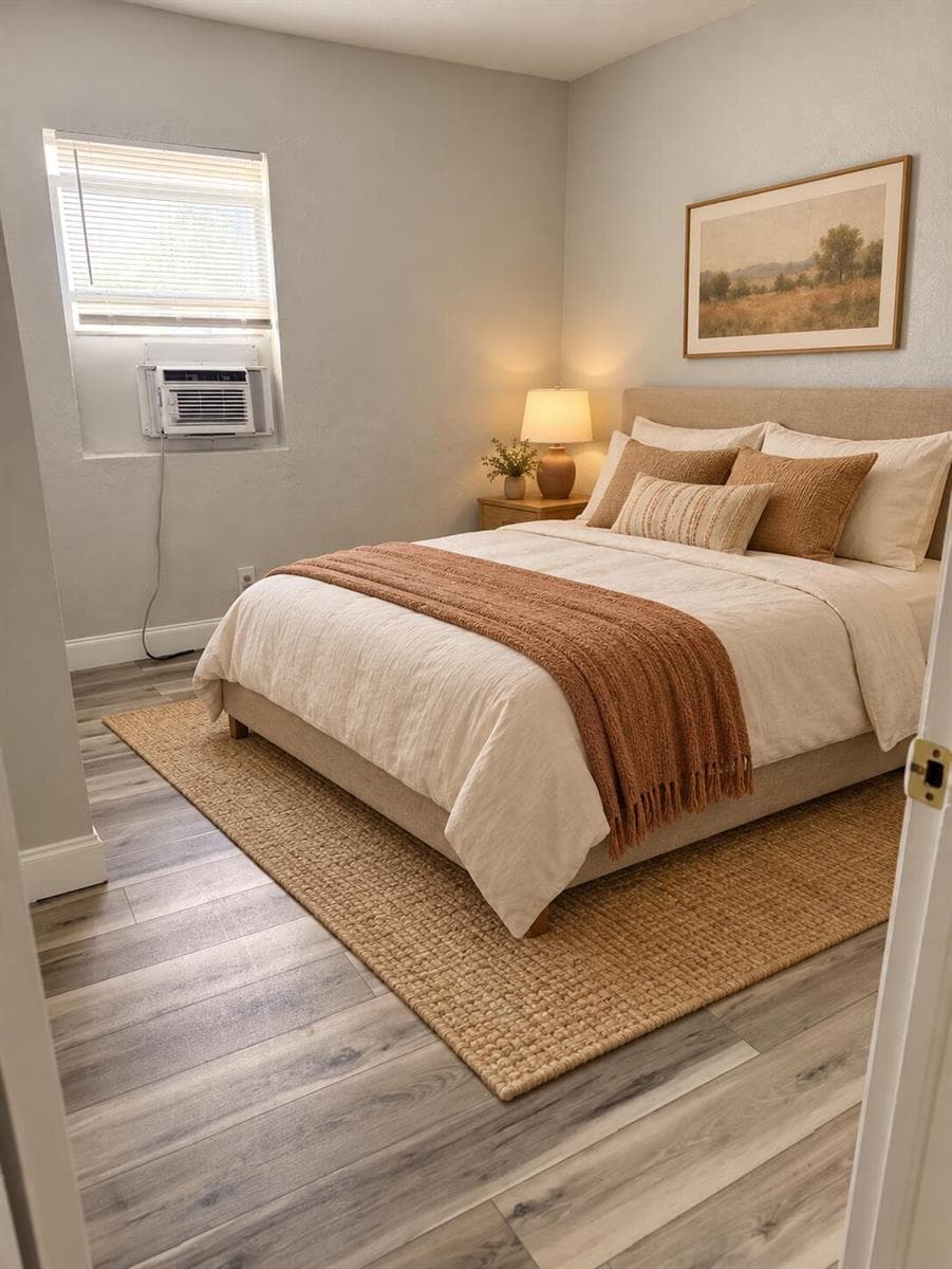 Cozy Warm Apartment Bedroom Staging