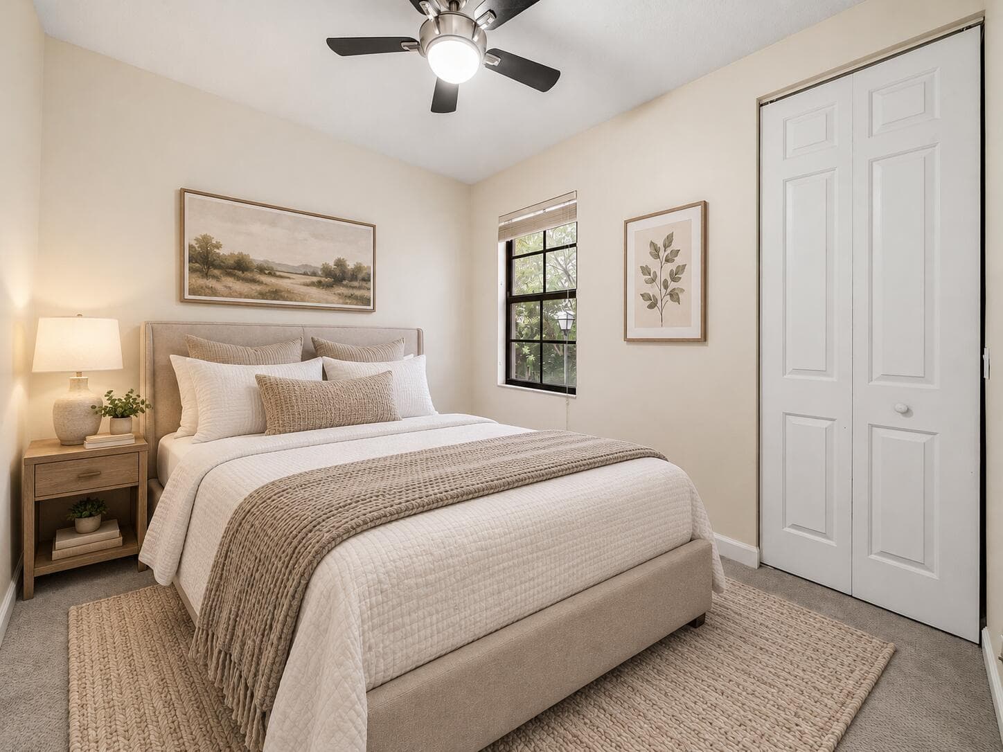 Guest bedroom staged