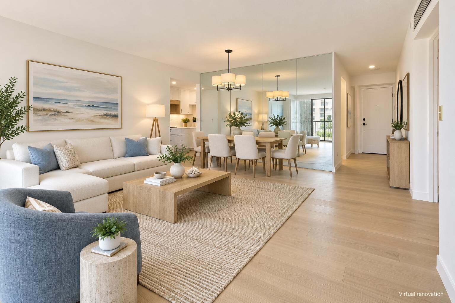 Modern Florida Living and Dining Room-1