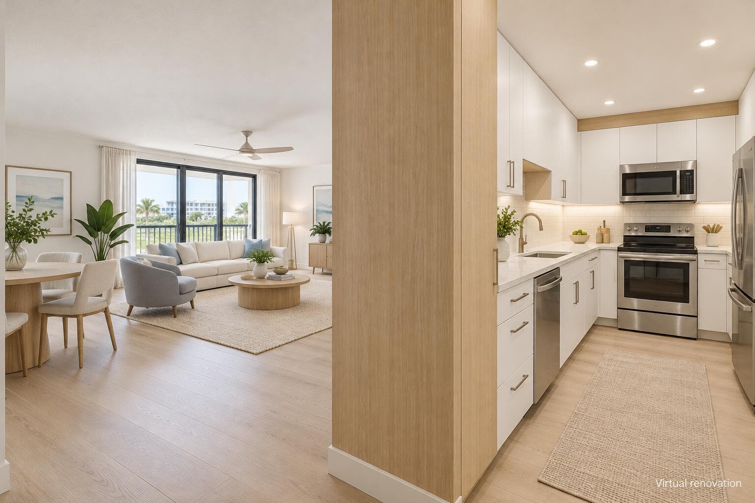Modern Kitchen Entry to Living Room-2