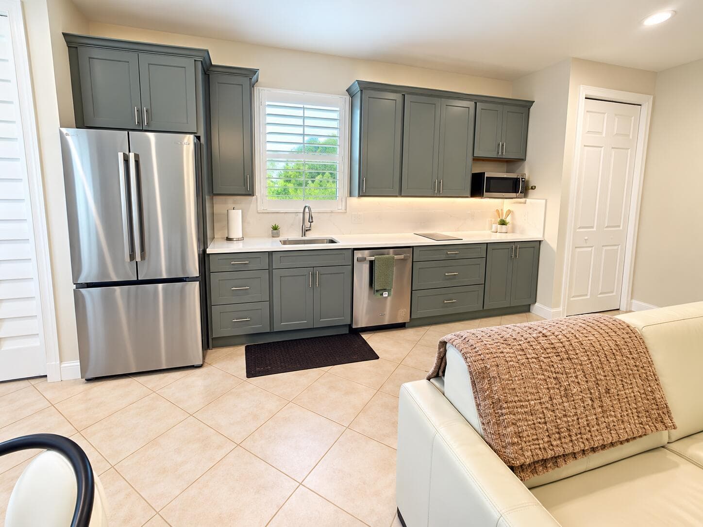 Bright Gray-Green Kitchen Interior