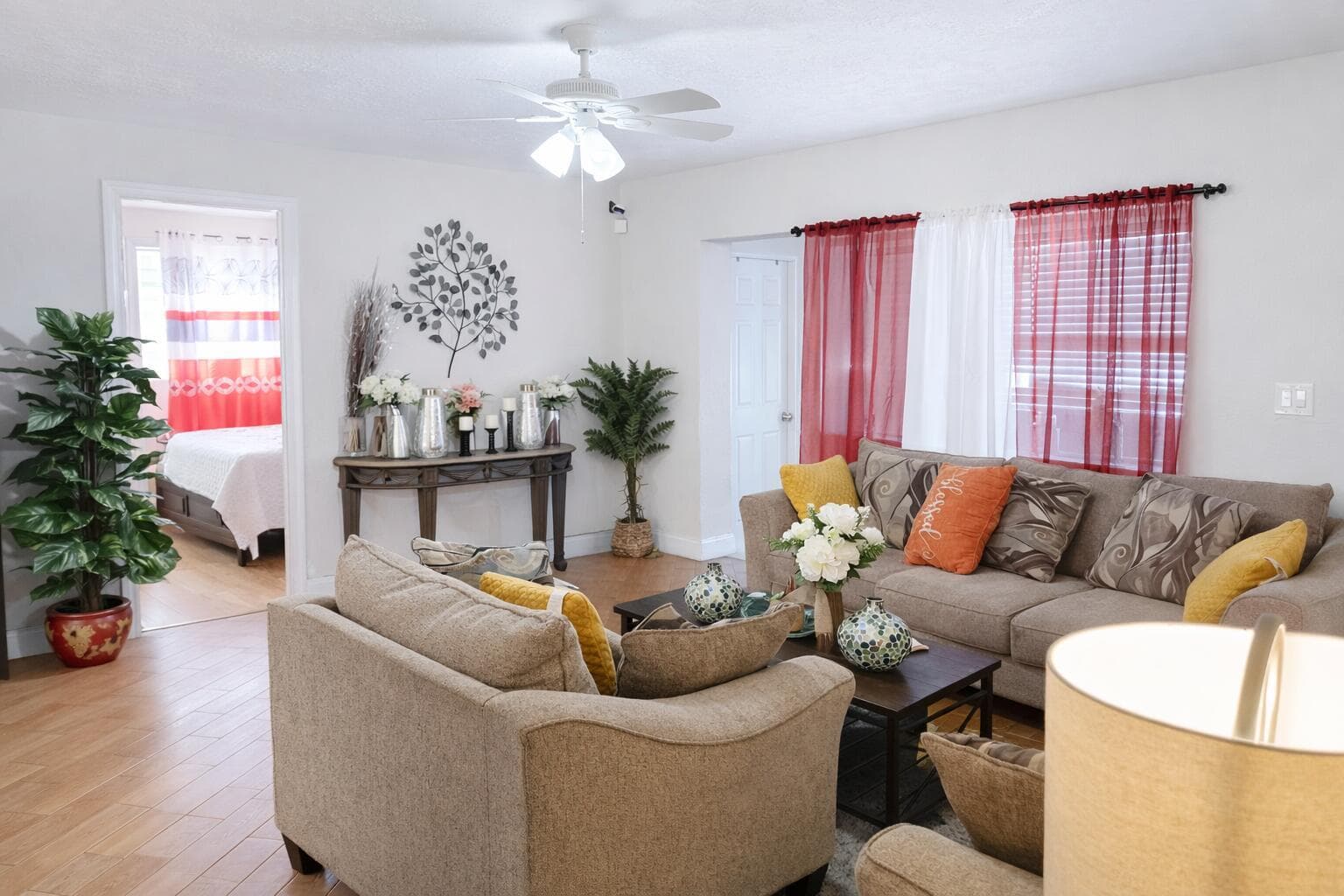 Bright and cozy living room scene