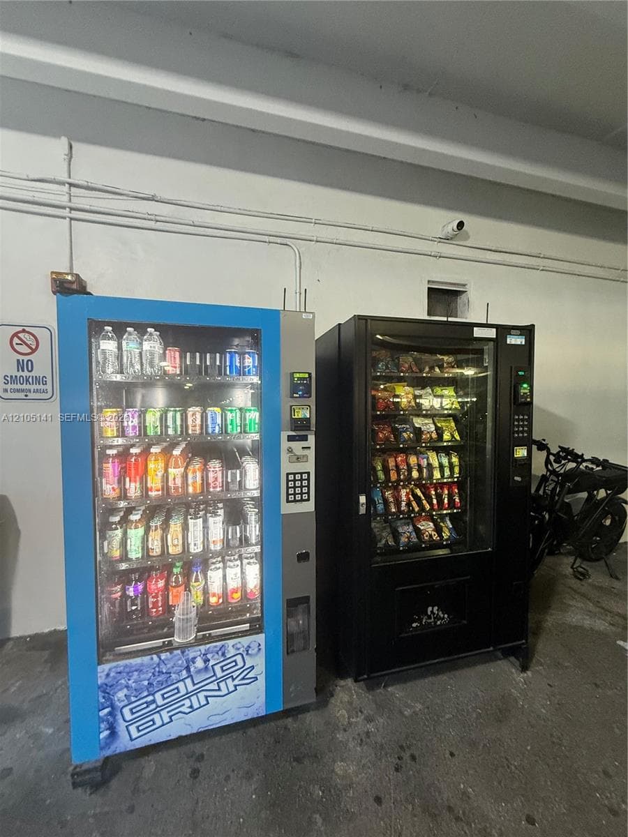 On-site beverage and snack vending machines located within the common area