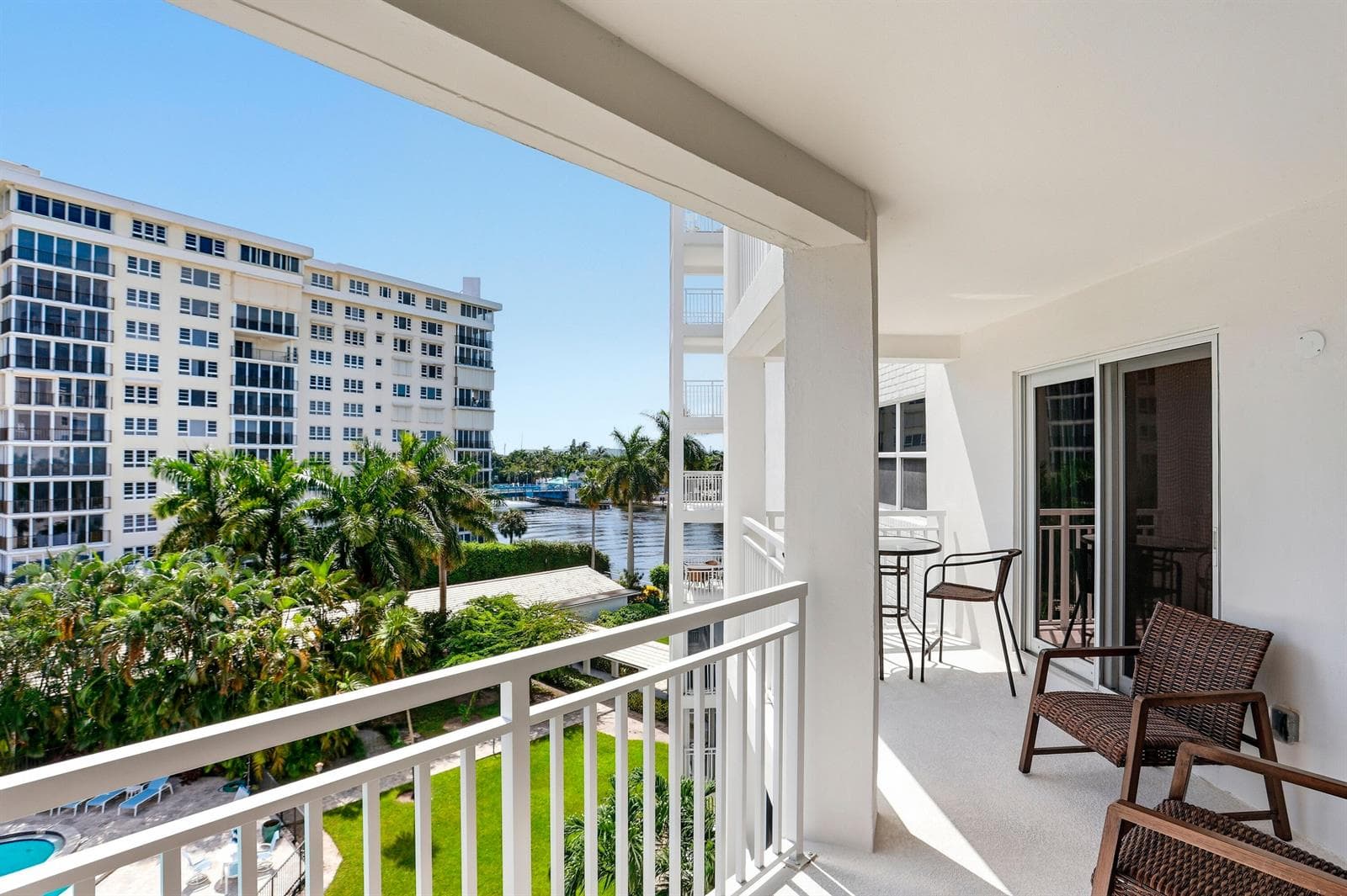 Balcony with water views