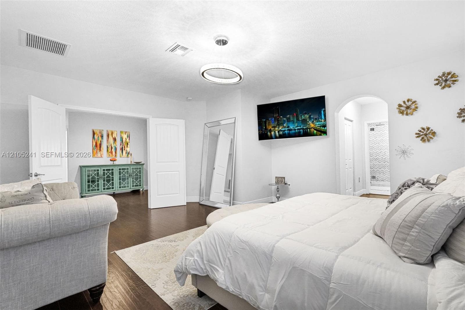 Wood-finish flooring with white walls