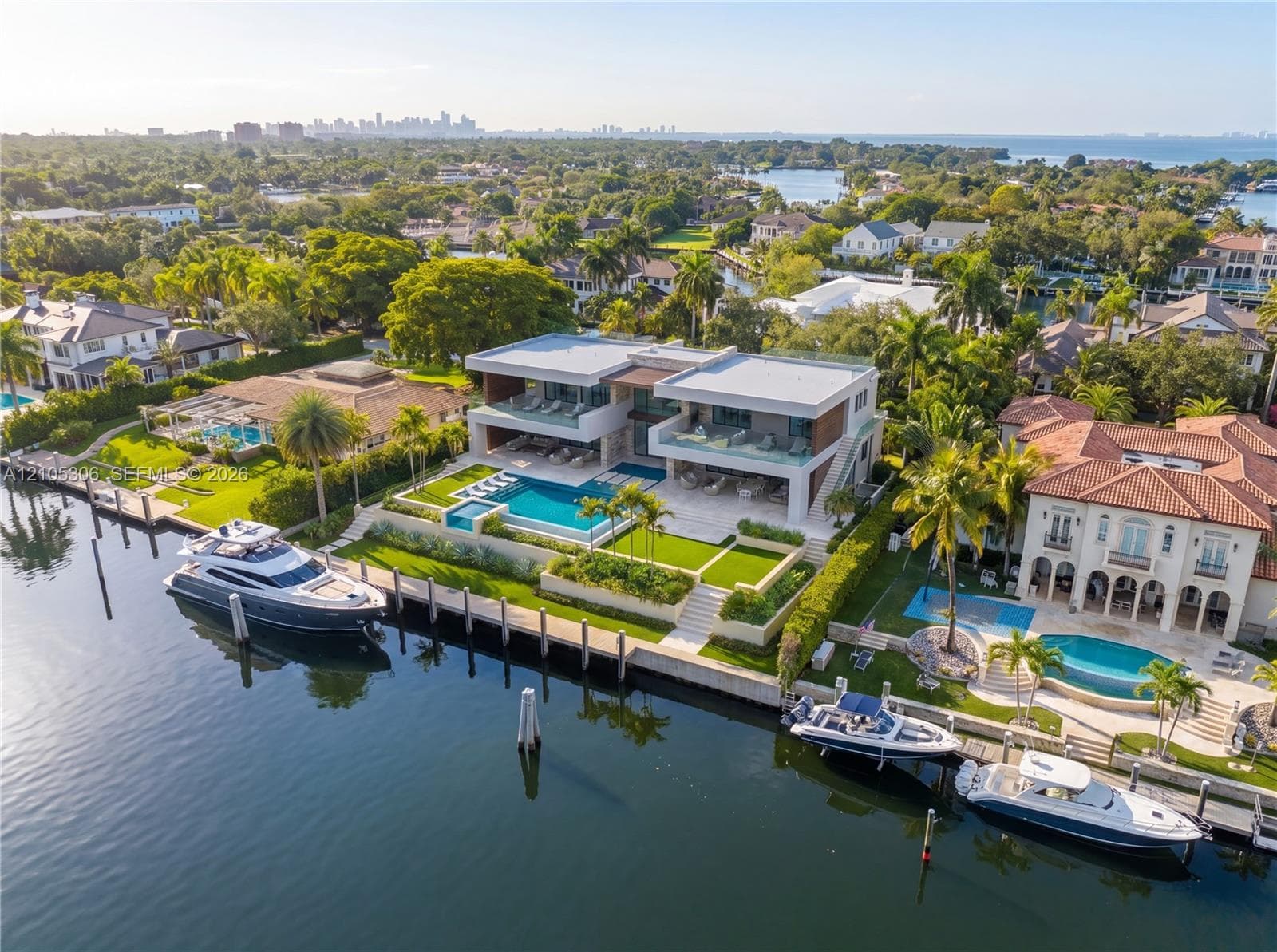 A 22,400-square-foot waterfront property, defined by deep water, a new seawall, direct ocean access and no bridges between home and Biscayne Bay.