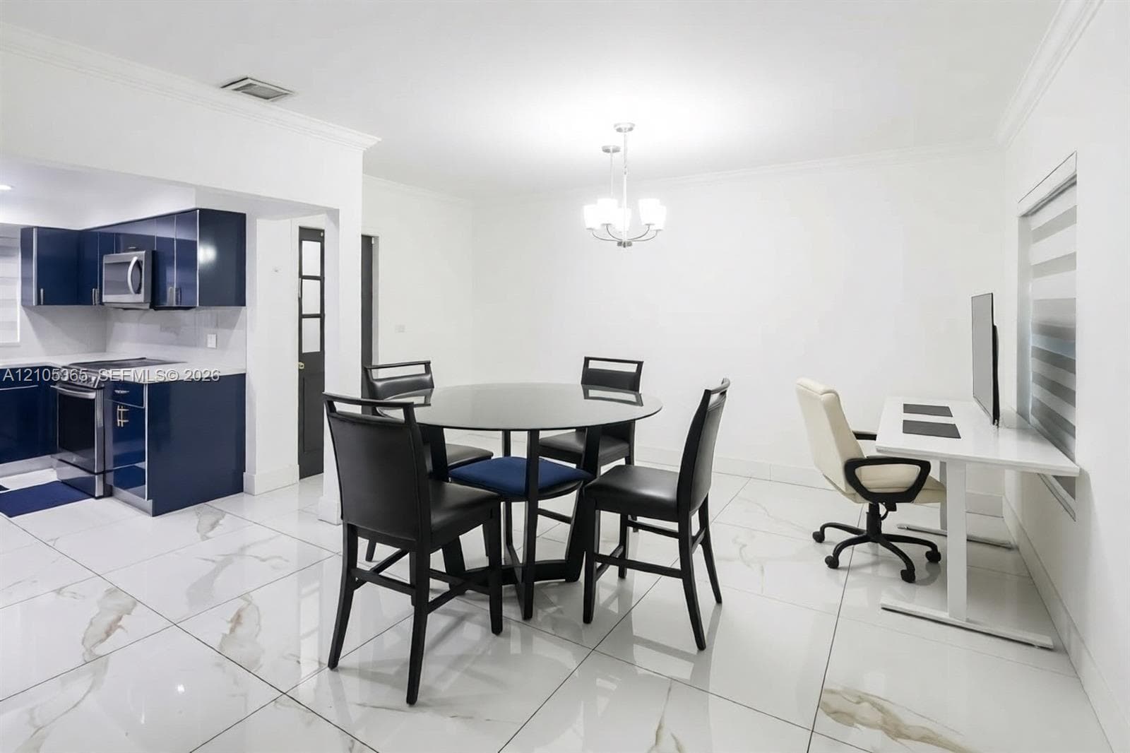 White tile flooring throughout