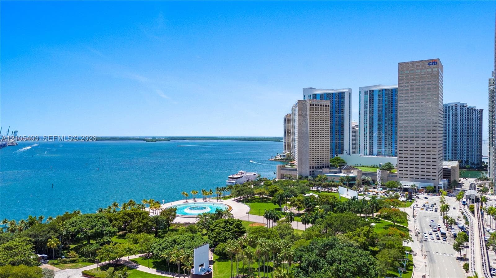 Expansive waterfront scenery with deep blue waters
