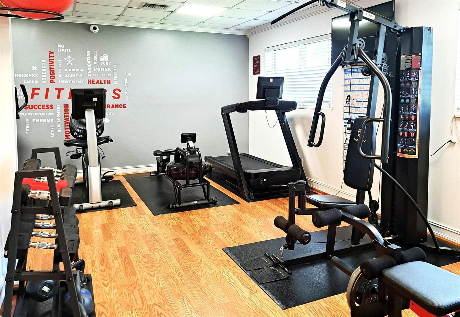 workout bench and machines