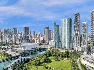 City skyline with varied architectural styles