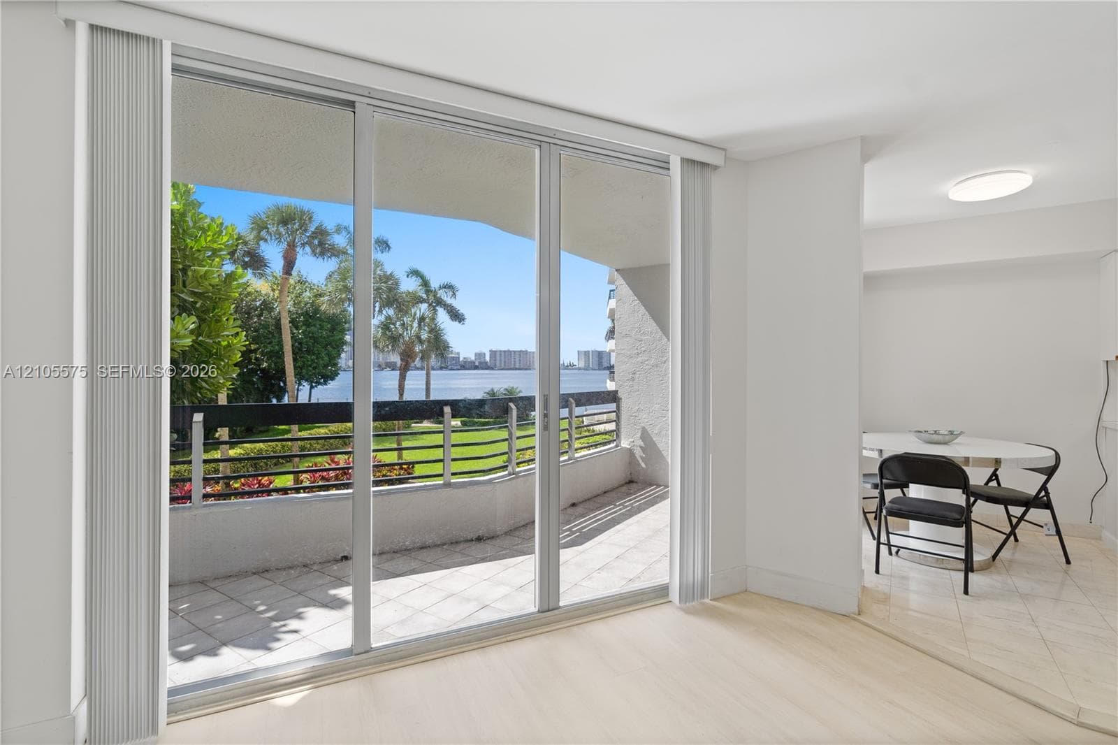 Beautiful Intracoastal Waterway views from the living room and private balcony at Mystic Pointe in Aventura, offering a peaceful waterfront setting.