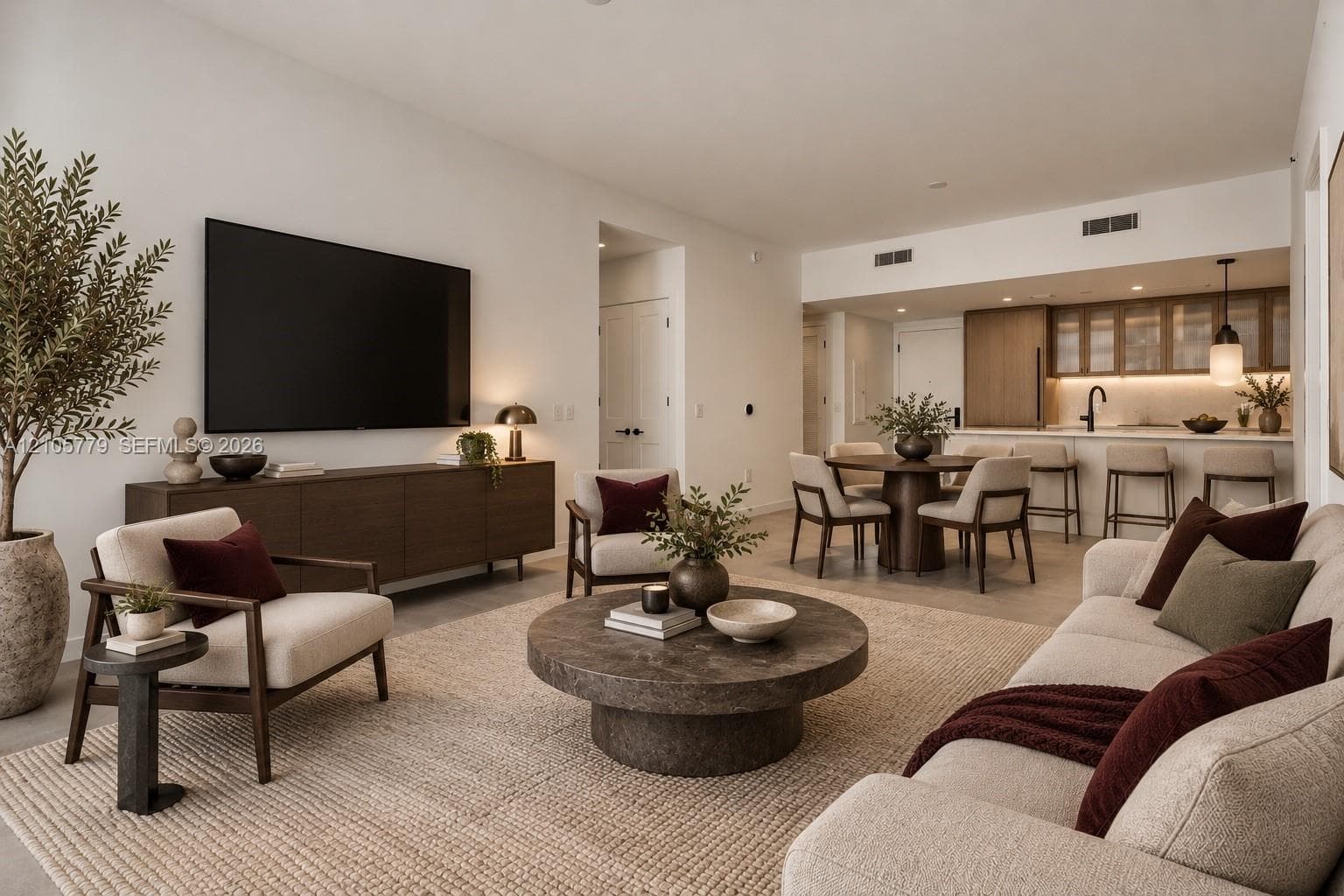 Virtual Staging of the living room and dinning room.