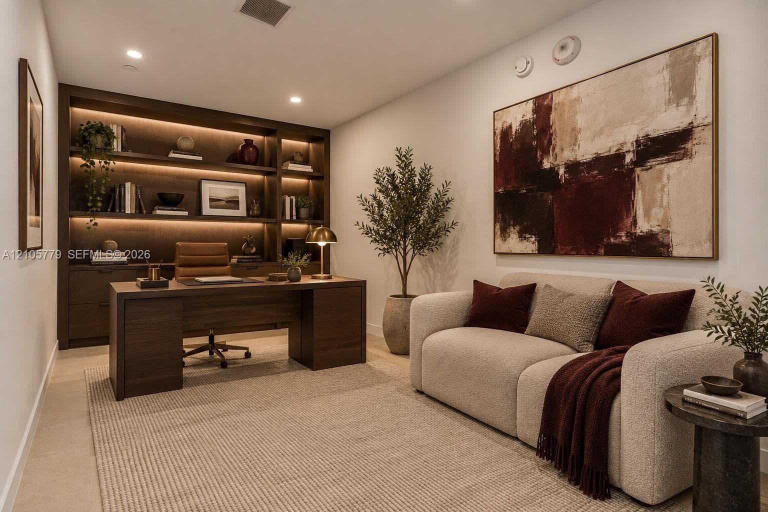 Virtual Staging of the Den as an office