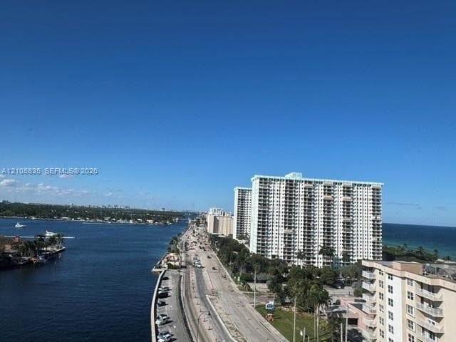 Aerial perspective featuring coastal waterway and maritime proximity