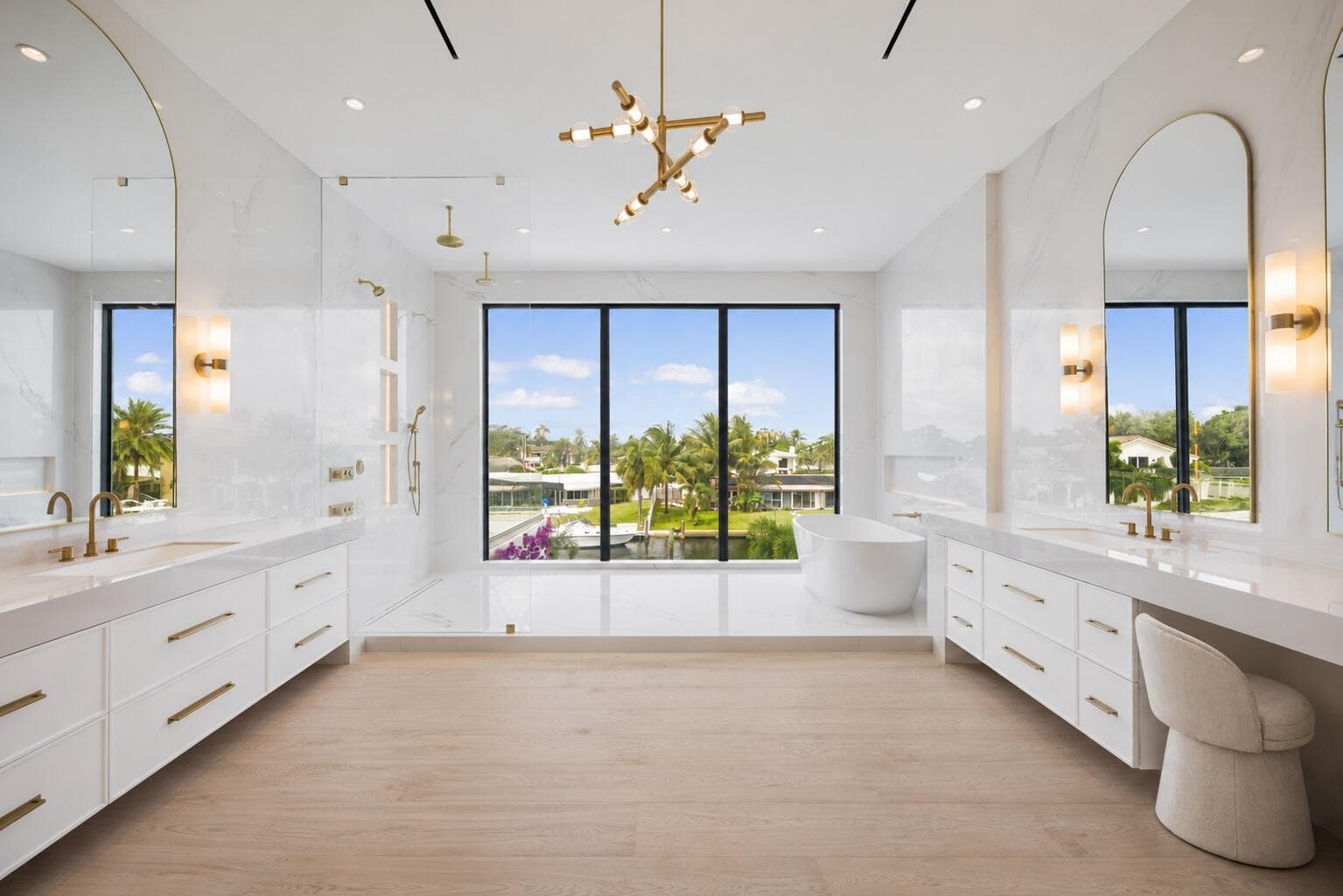 owners bathroom water view