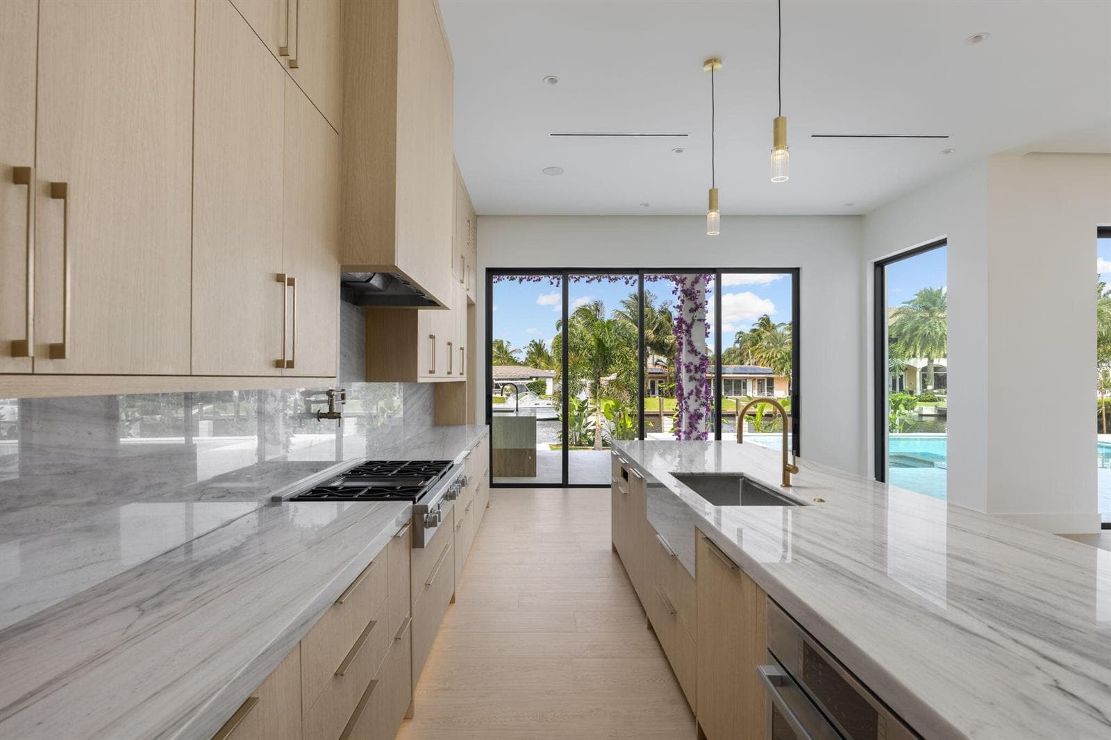kitchen galley looking at outdoors