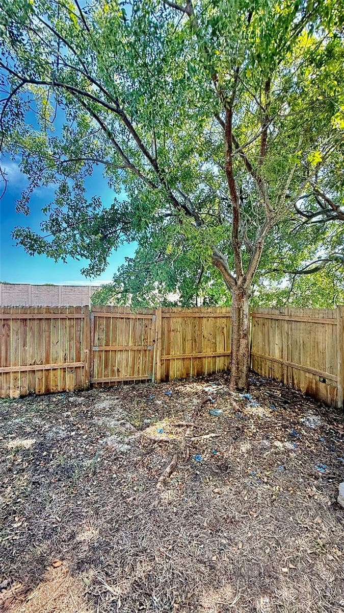 Wood privacy fencing and mature canopy tree