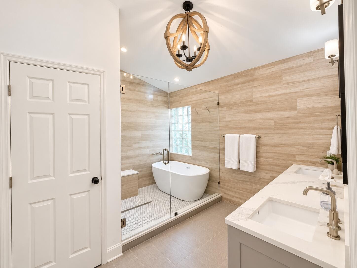 Bright Modern Bathroom with Glass Shower