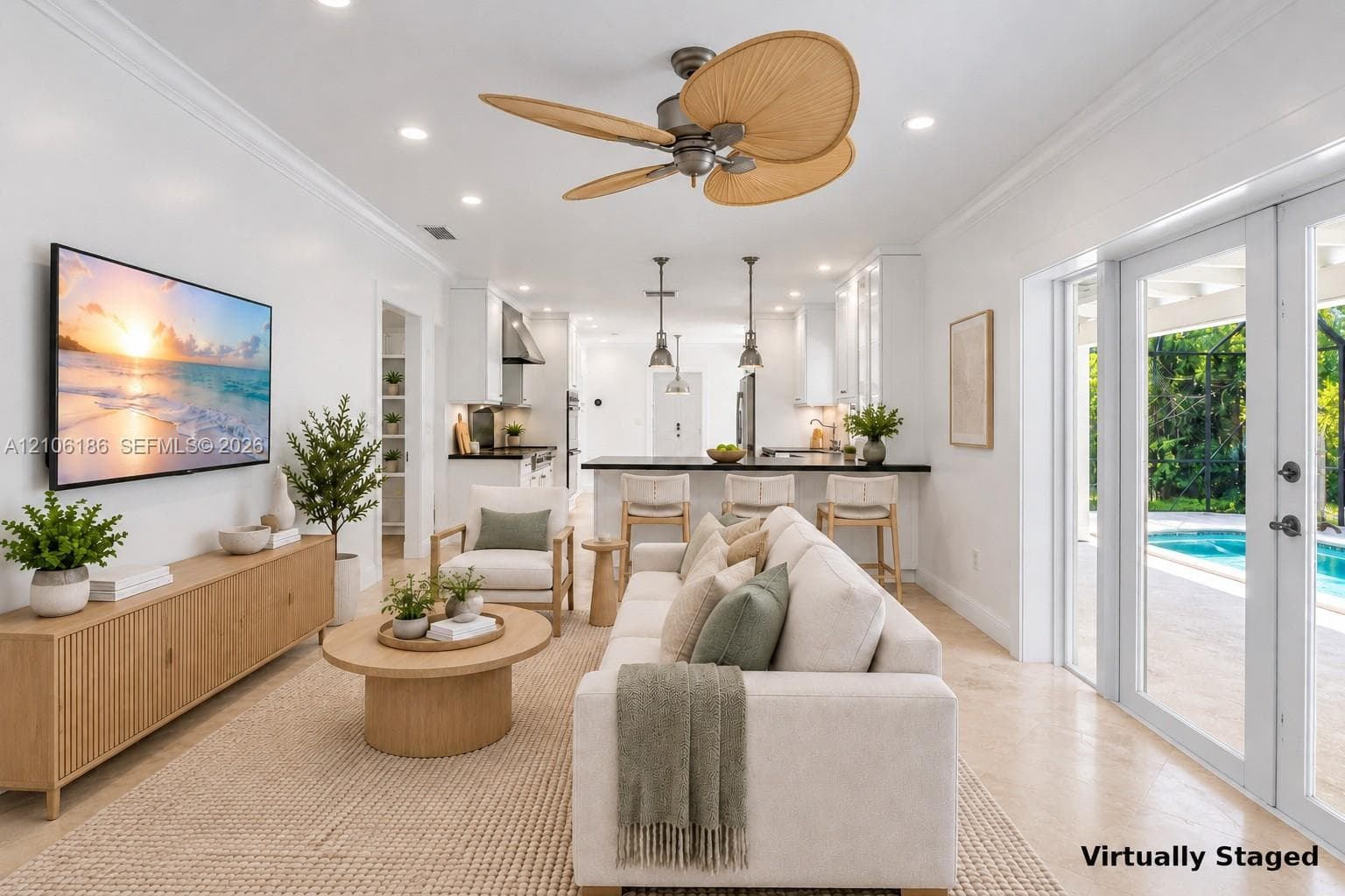 Virtually staged Family Room