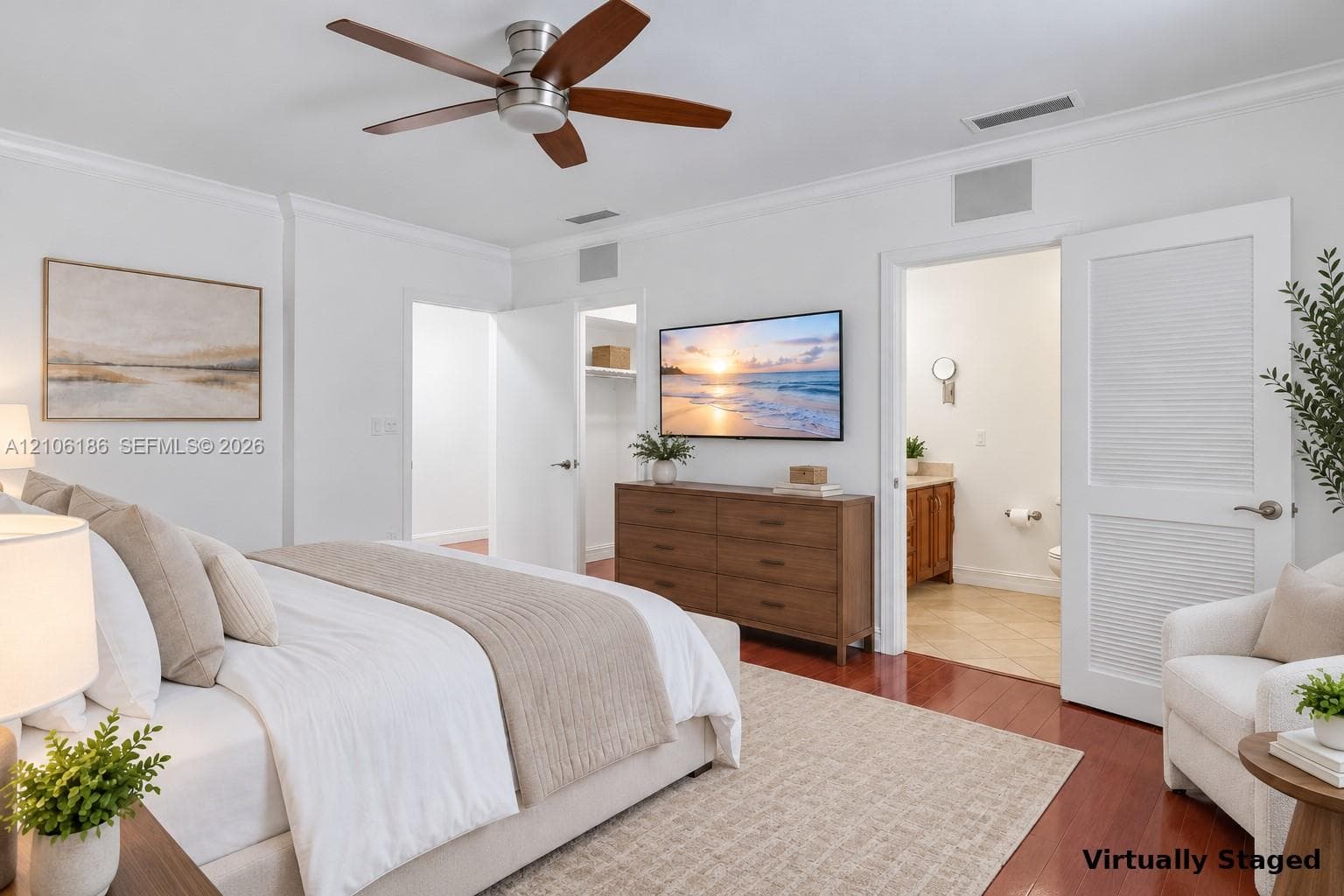 Virtually staged Primary bedroom