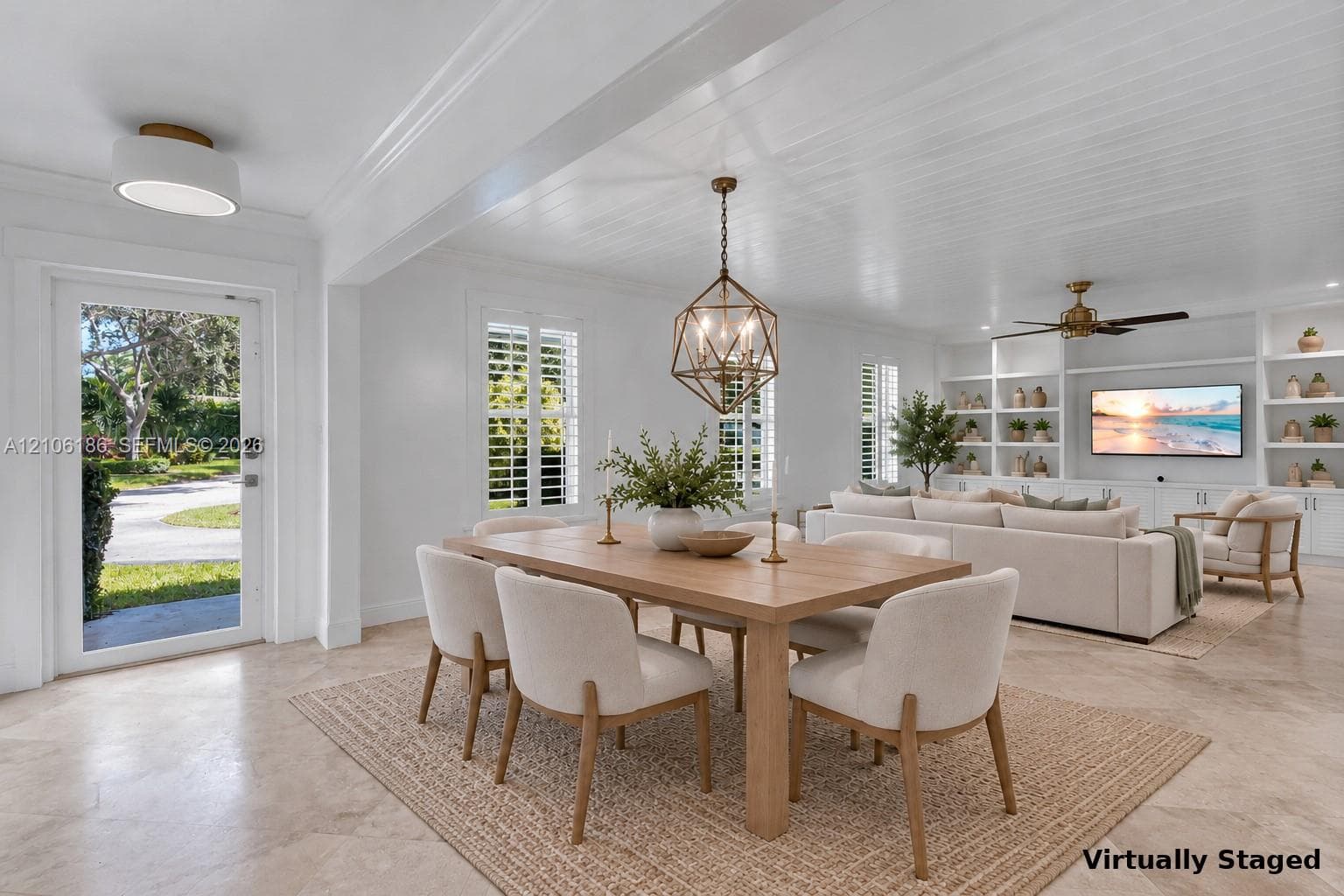 Virtually staged Living room & dining area