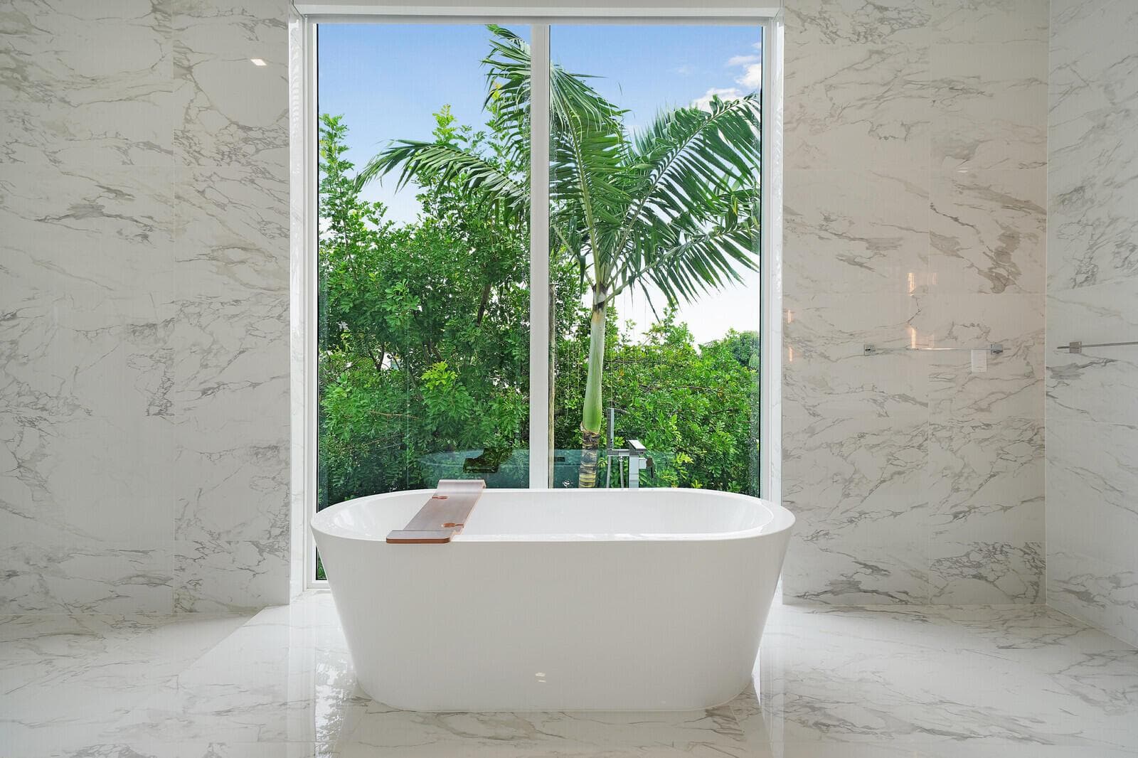 Soaking Tub with Lush Garden Views