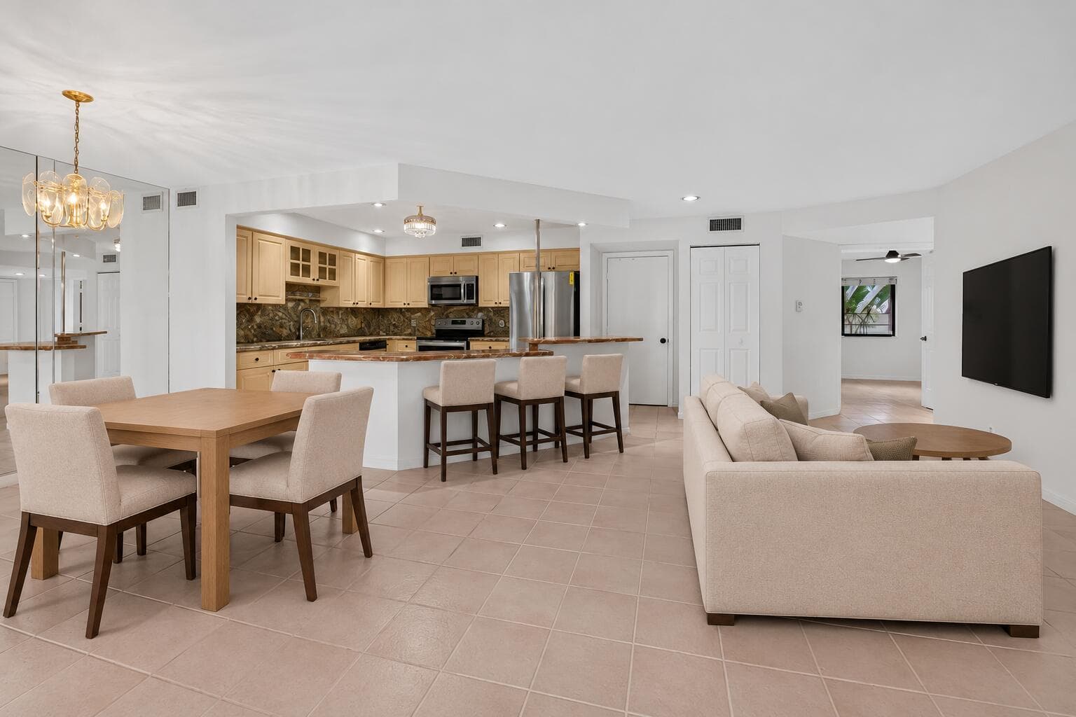 Coordinated open-plan living and dining