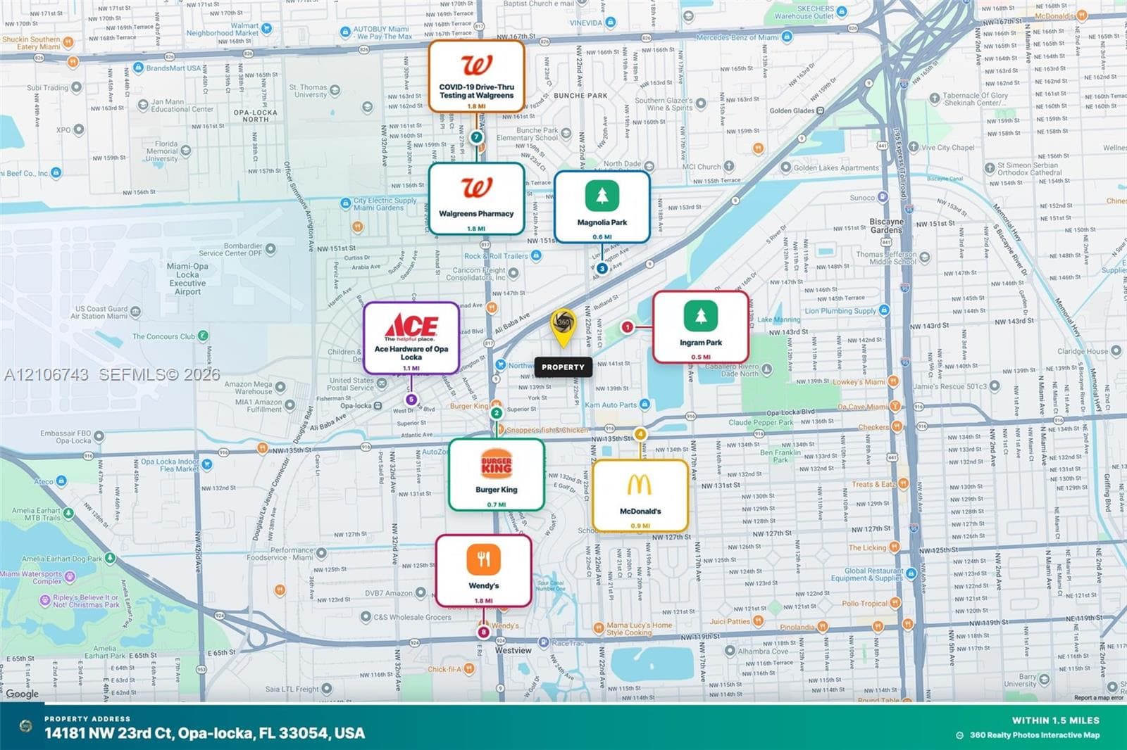 Location Map. Identifying geographic proximity of commercial services and municipal parks relative to the property