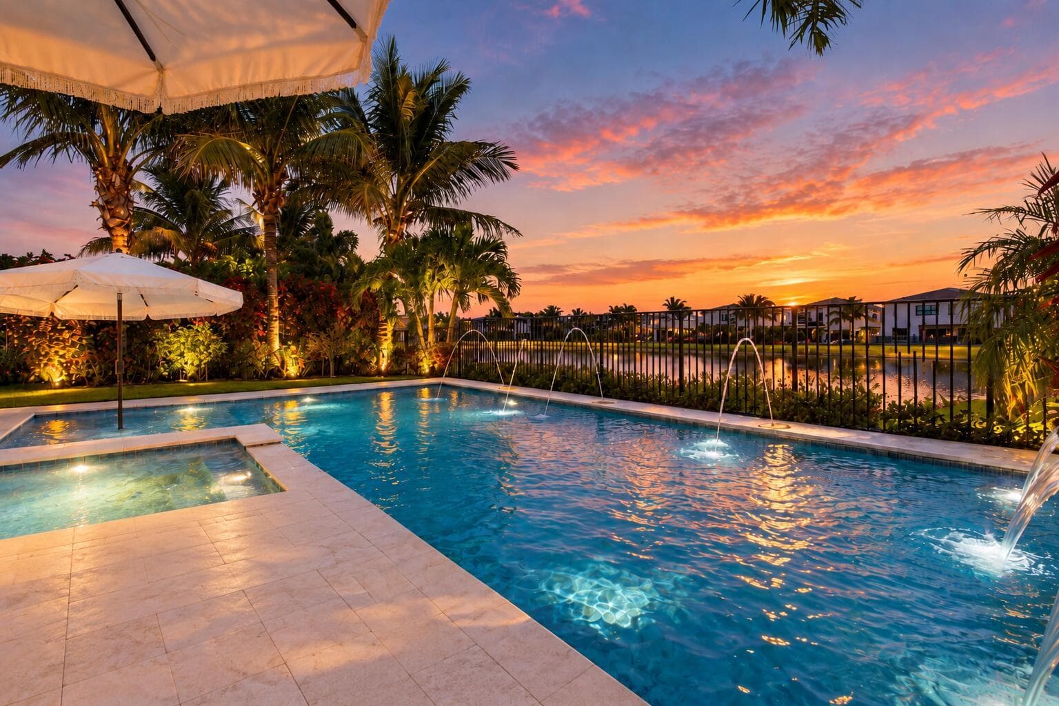 Luxury Tropical Pool at Sunset