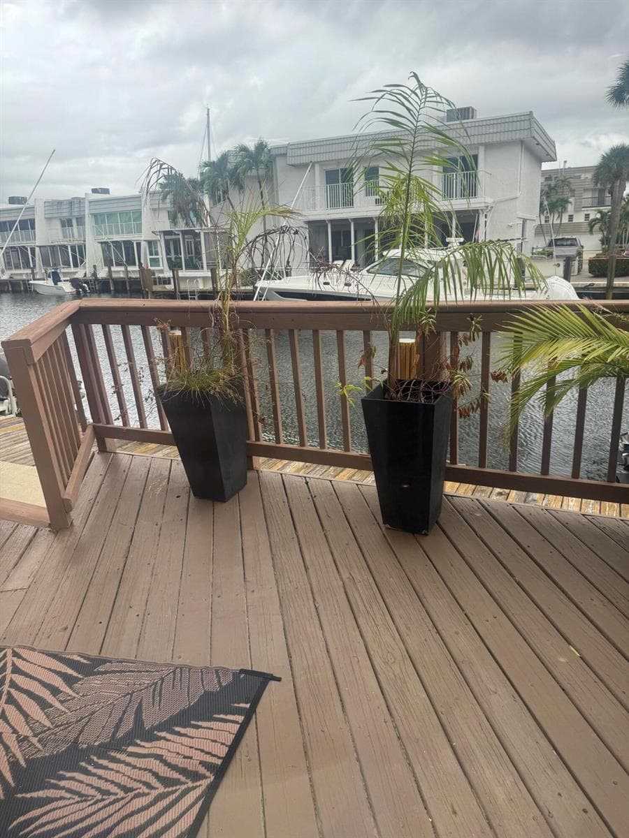 large deck overlooking waterway