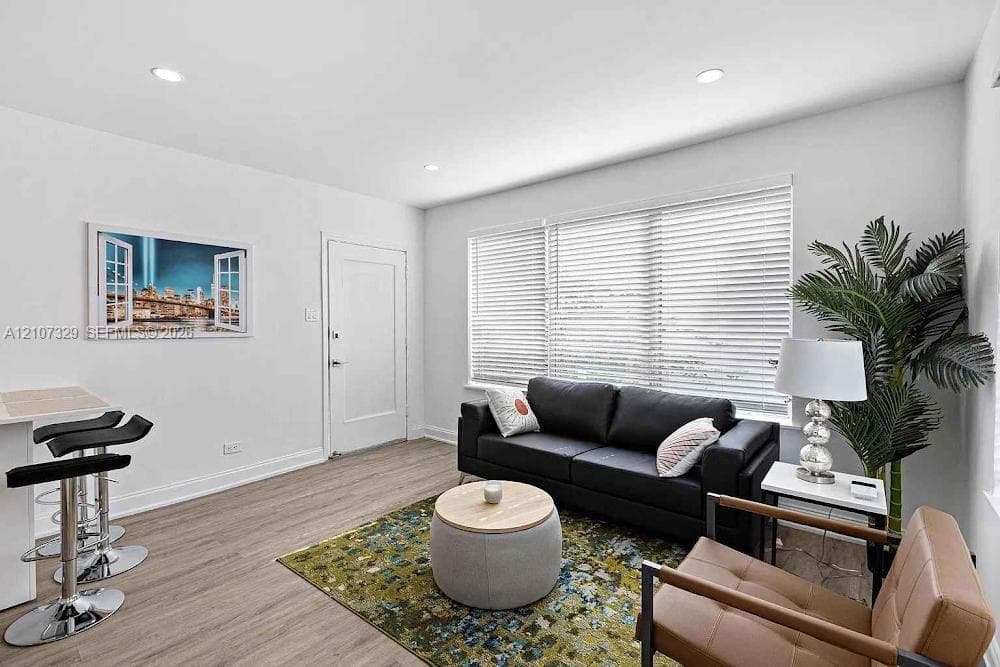Bright living area with comfortable seating and natural light