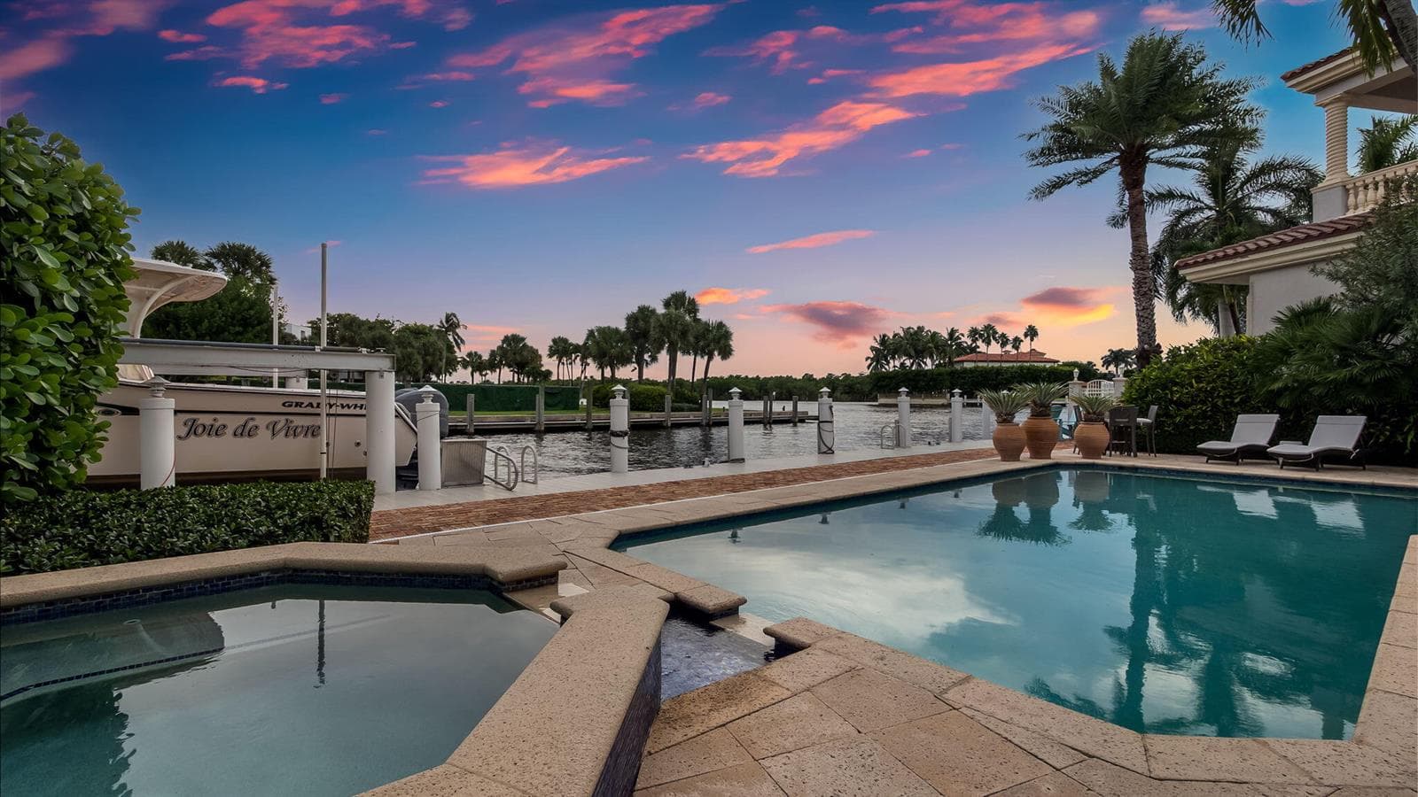Intracoastal and pool view at dusk