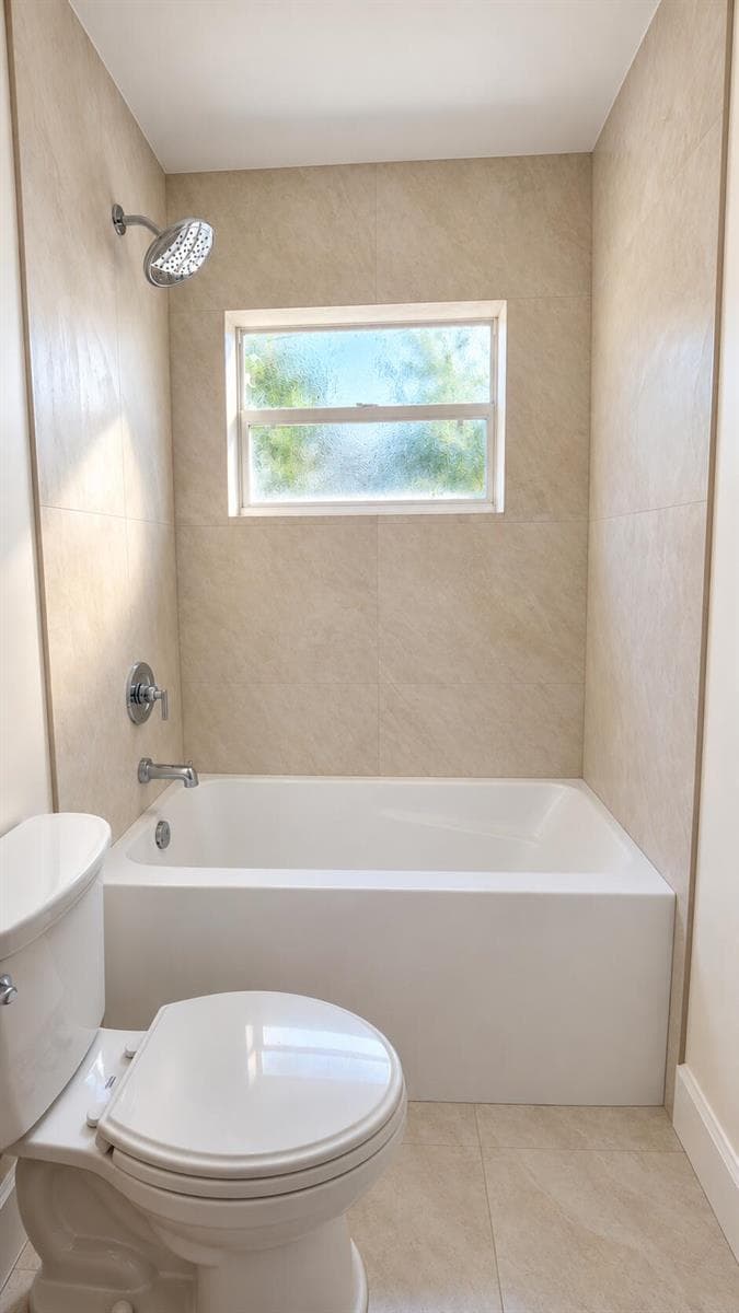 Bright Minimalist Marble-Tiled Bathroom
