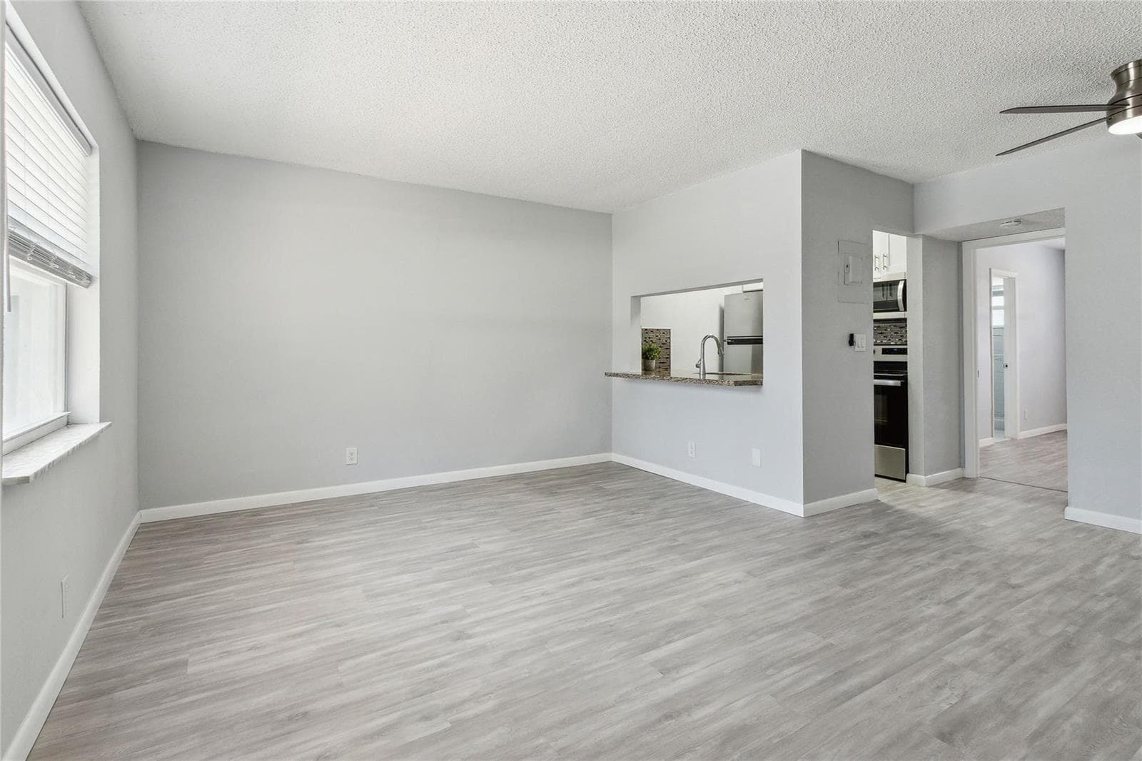 Open pass thru marble countertop
