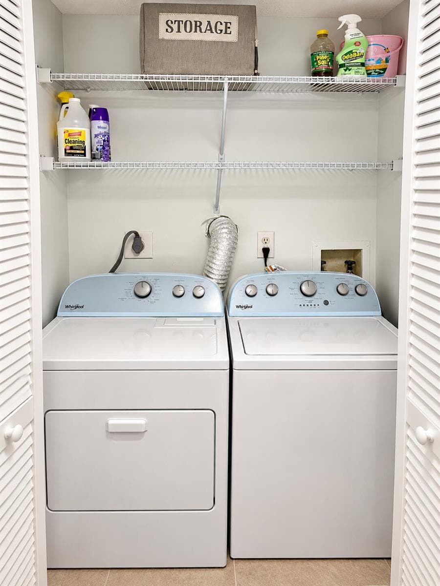 Bright Whirlpool Laundry Closet with Org