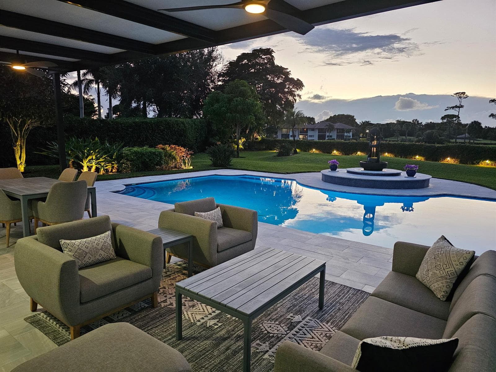 Night View Pergola Pool