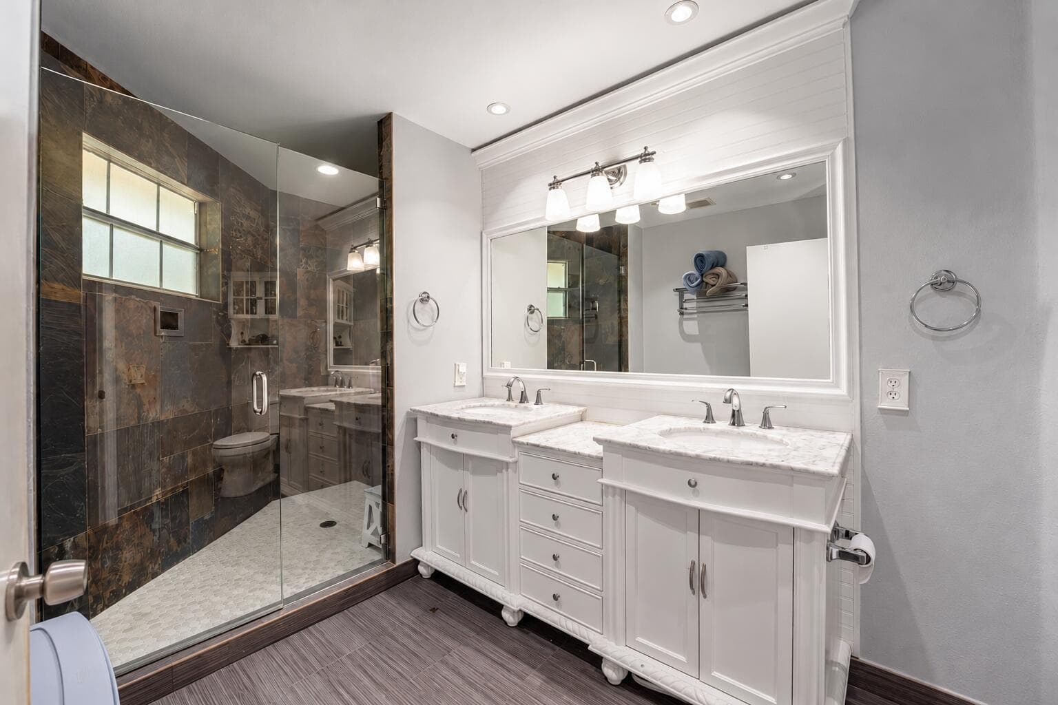 Clean Modern Bathroom with Glass Shower