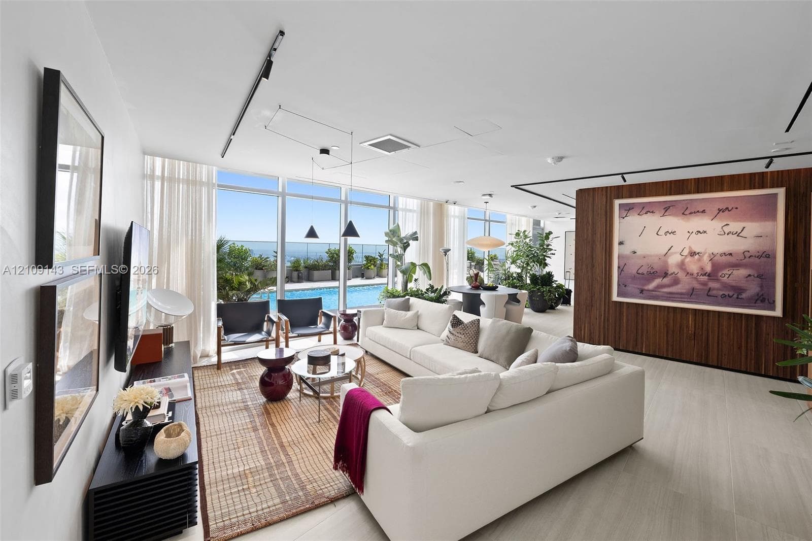 Interior lounge on the rooftop deck.