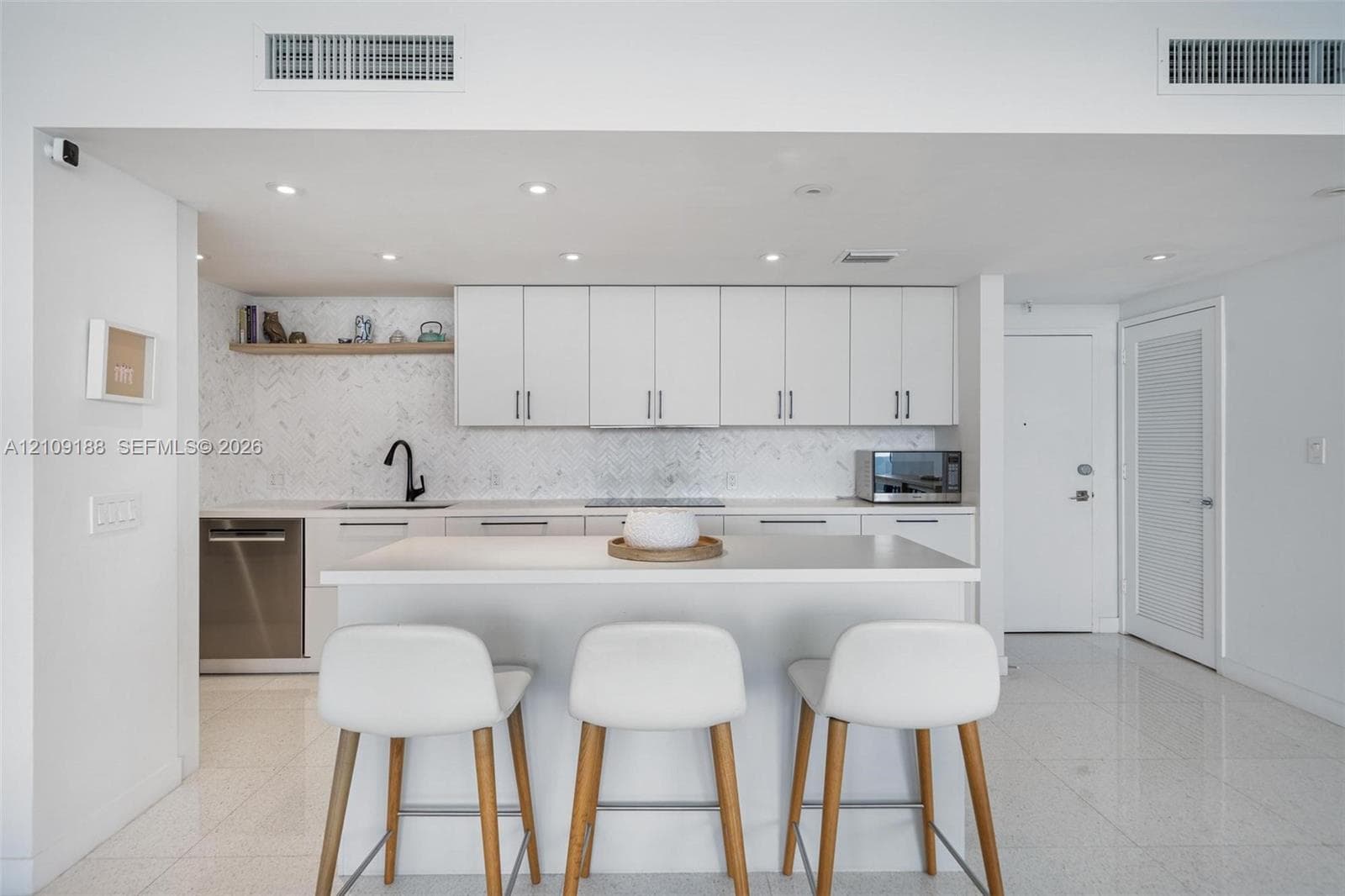 Open plan kitchen with island