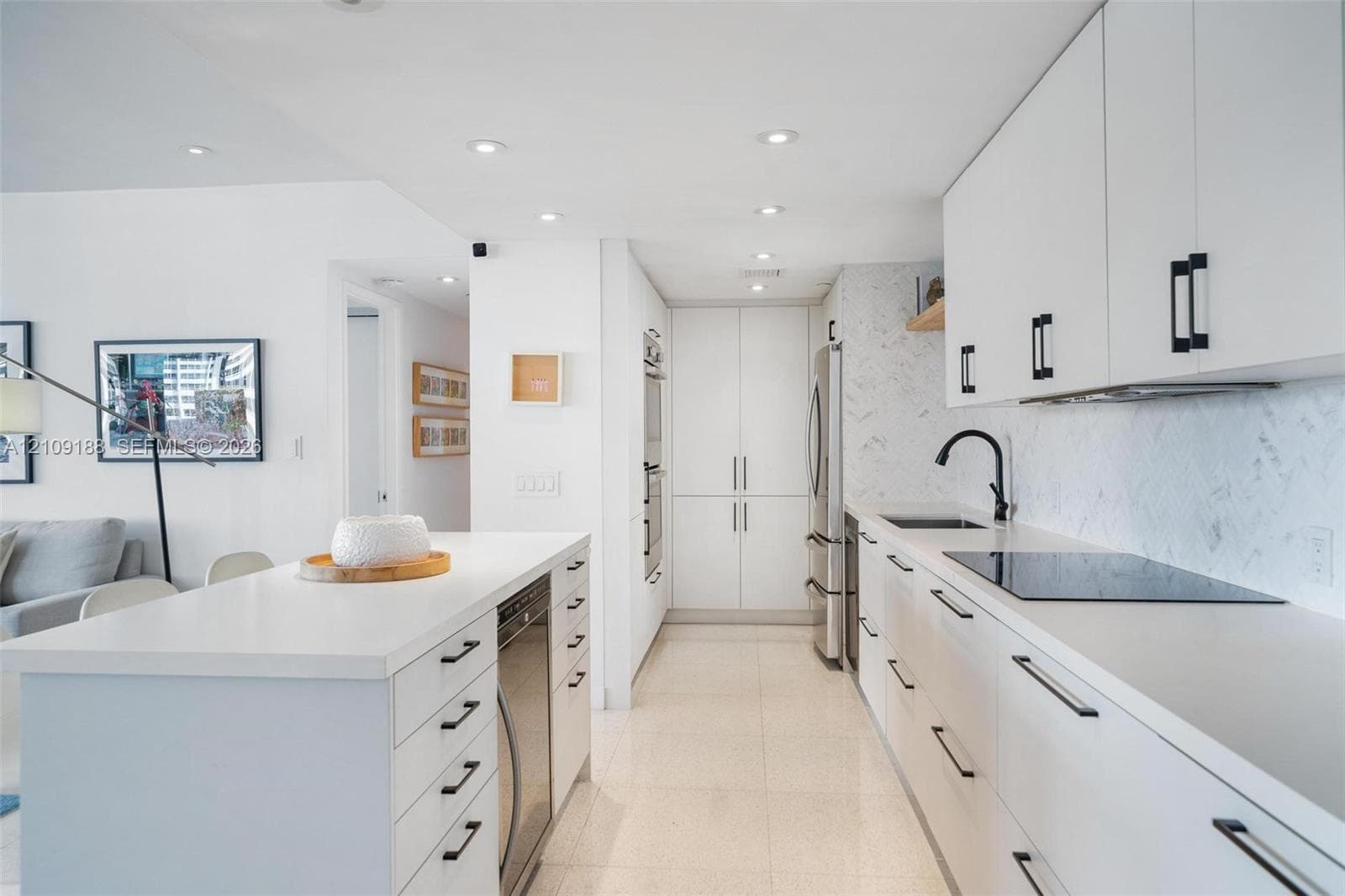 Open plan kitchen with island